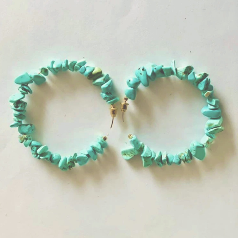 Turquoise hoop earring pair